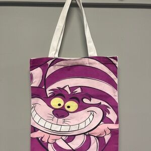 Pink Cheshire Cat Print Tote Bag